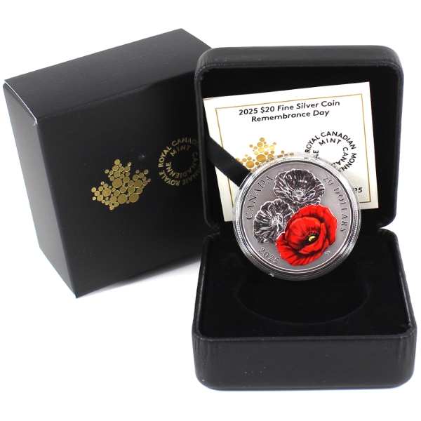 2025 $20 Remembrance Day 1oz .9999 Fine Silver w/ Selective Colour (Tax Exempt)