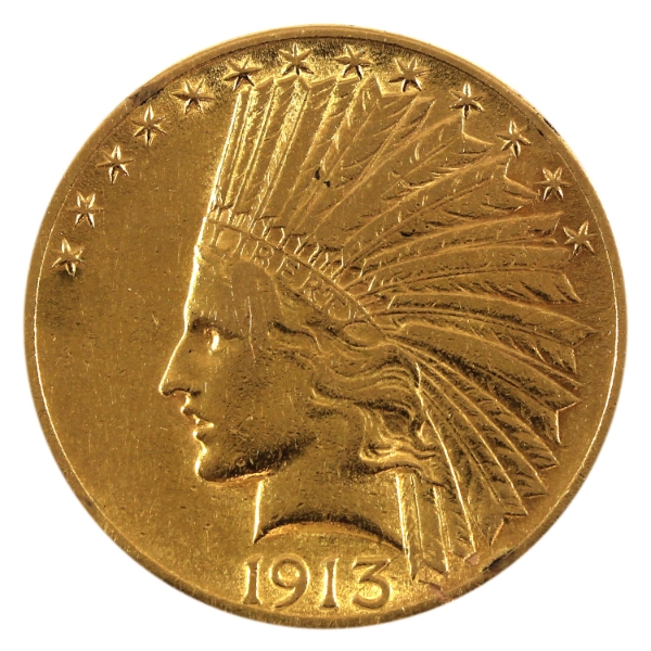 USA Gold 1913 $10 Eagle EF-AU (Cleaned)