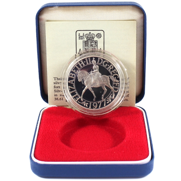 Great Britain 1977 Sterling Silver Proof Crown Commemorating Queen Elizabeth II's Silver Jubilee