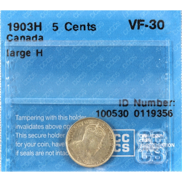 5-cent 1903H Large H CCCS VF30