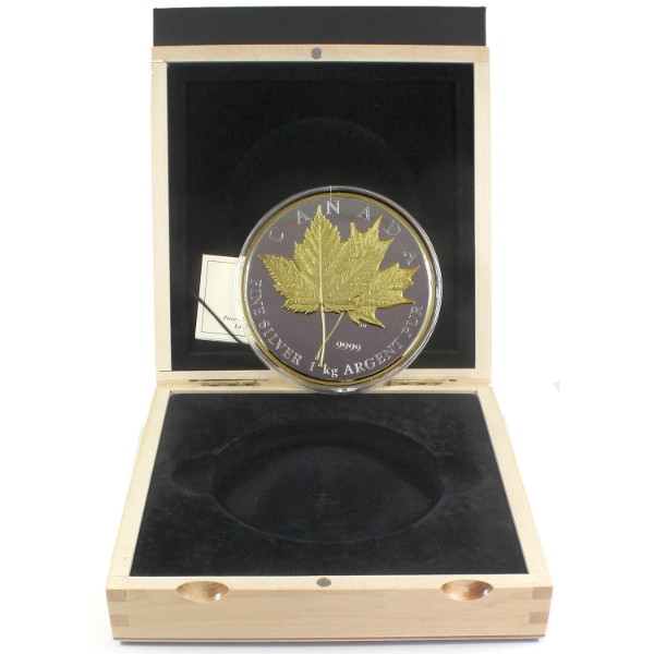 2013 $250 Maple Leaf Forever Kilo .9999 Fine Silver w/ Selective Gold Plating (Tax Exempt)