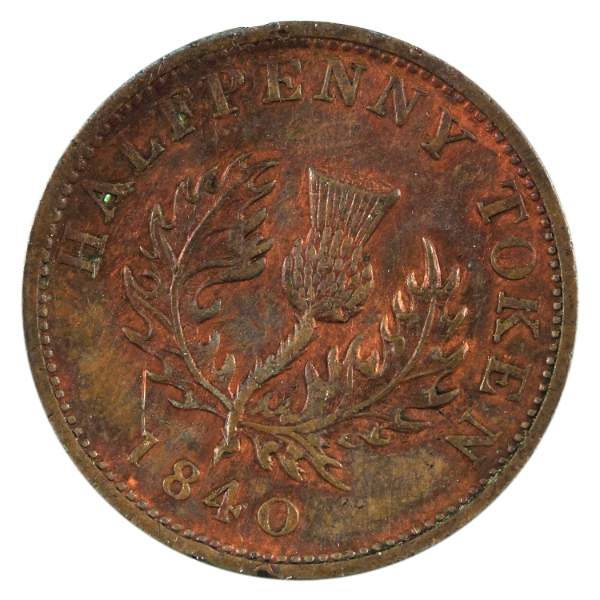 CH# NS-1E2 Province of Nova Scotia 1840 Half Penny Token EF (Scratched)