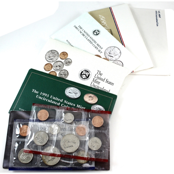 USA 1978-1996 United States Mint Uncirculated Coin Sets with D and P Mint Marks. 6pcs.