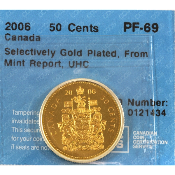 50-cent 2006 Mint Report, Selectively Gold Plated CCCS PF69 UHC