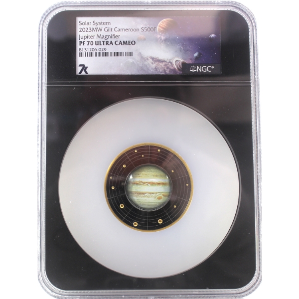 Cameroon Silver 2023MW 500 Francs Solar System - Jupiter Magnifier .999 Fine Silver Coin NGC PF70 UC