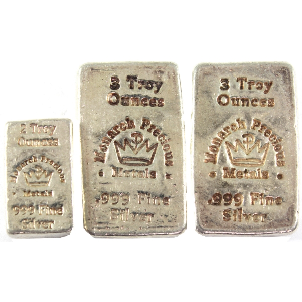 8oz Lot Total! 2x 3oz & 1x 2oz MPM .999 Fine Silver Bars. 3pcs. (Tax Exempt)