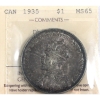 Image 1 : Silver $1 1935 Dbl XXV ICCS MS65
