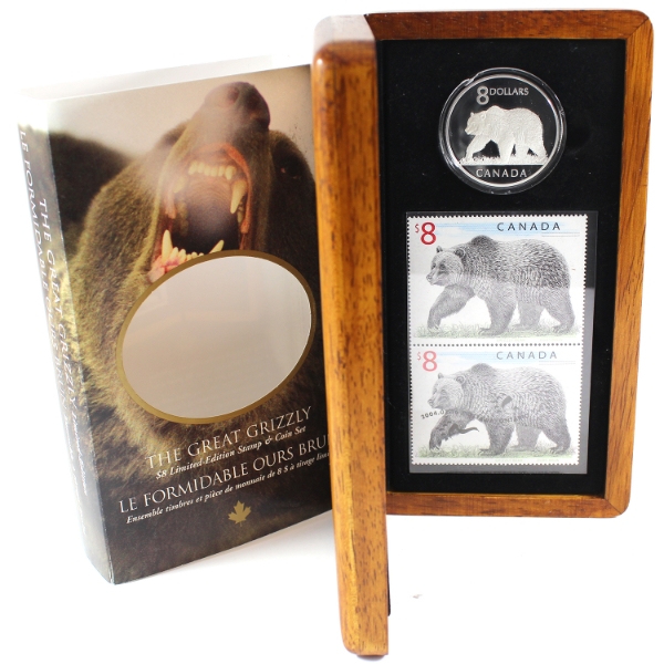 2004 $8 The Great Grizzly Coin and Stamp Set (Tax Exempt)