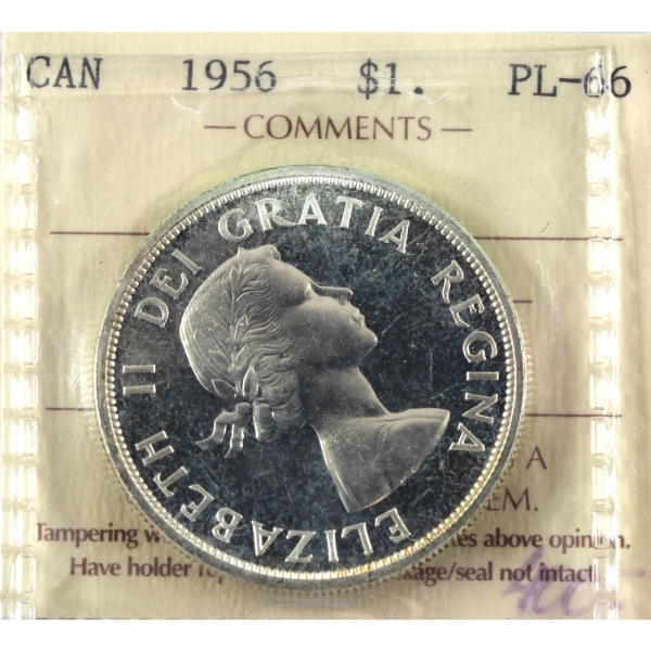 Silver $1 1956 ICCS PL65 Cameo