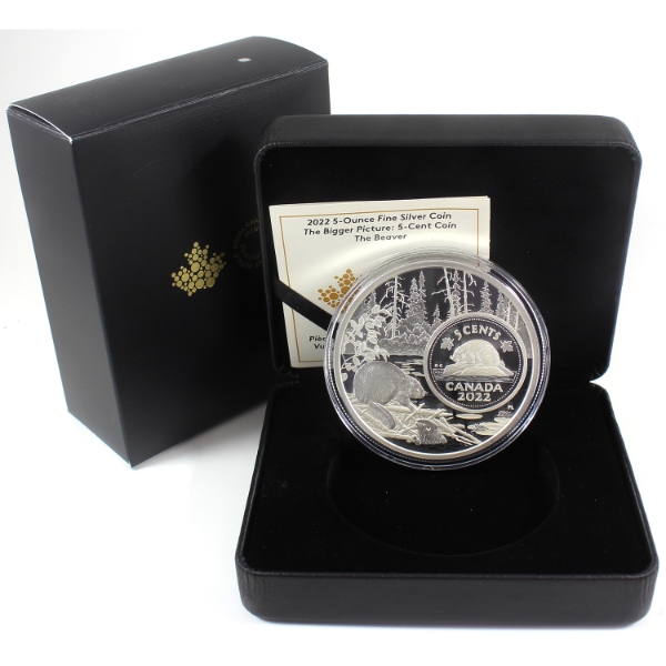 2022 5-cents The Bigger Picture: Beaver 5oz .9999 Fine Silver (Tax Exempt)