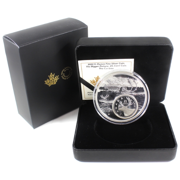 2022 25-cent The Bigger Picture: The Caribou 5oz .9999 Fine Silver (Tax Exempt)