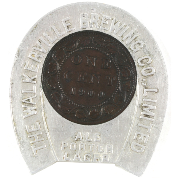 Canada-Walkerville Brewing Co. Limited Good Luck Token w/ Encased 1-cent 1900