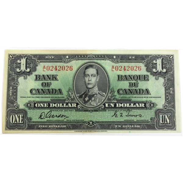 BC-21c 1937 $1 AU-UNC Gordon-Towers SN: A/L0242026