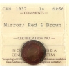 Image 1 : 1-cent 1937 Mirror ICCS SP66 Red & Brown