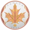 Image 2 : 2021 $50 Maple Leaves in Motion 5oz .9999 Fine Silver Coin w/ Yellow & Rose Gold Plating 