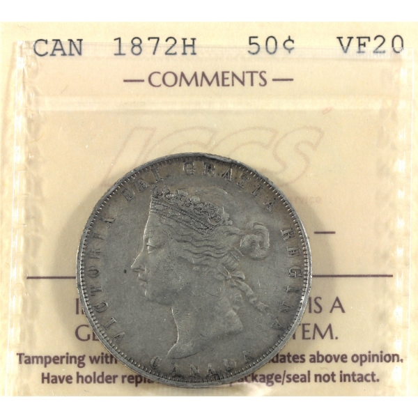 50-cent 1872H ICCS VF20