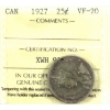 Image 1 : 25-cent 1927 ICCS VF20