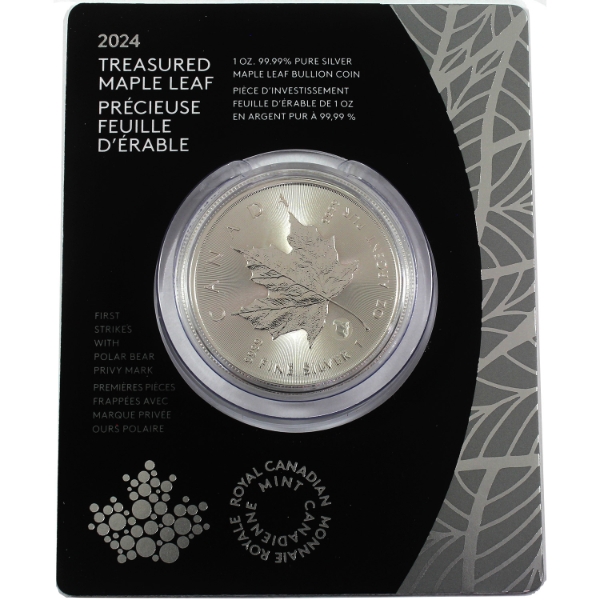 2024 $5 Treasured Silver Maple Leaf First Strikes w/ Polar Bear Privy Mark (Tax Exempt)