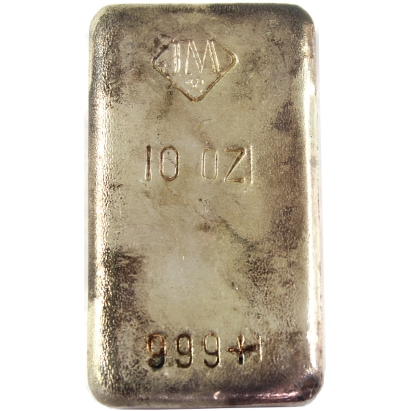 10oz Johnson Matthey Vintage .999+ Silver Bar. Mintage of <250! (Tax Exempt)