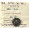 Image 1 : 5-cent 1875H Small Date ICCS VF30 *Key Date*