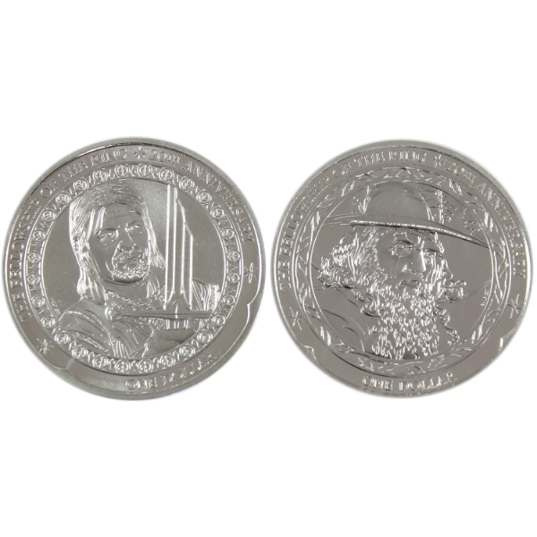 2x 1oz New Zealand 2021 $1 20th Ann. Lord of the Rings: Boromir & Gandalf .999 Fine Silver. 2pcs