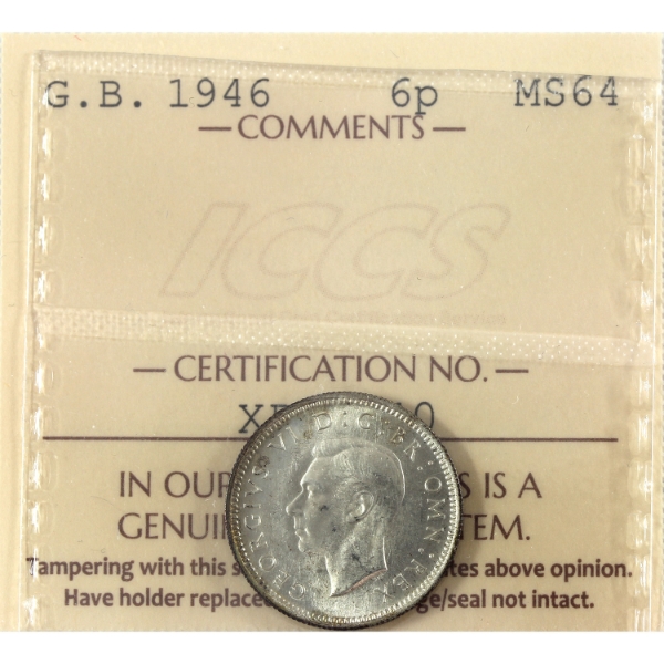 Great Britain 1946 Sixpence ICCS MS64