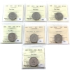 Image 1 : 25-cent 2012, 2014, 2015, 2016, 2017, 2023 4 Pearls & 2024 Caribou ICCS MS65. 7pcs. 