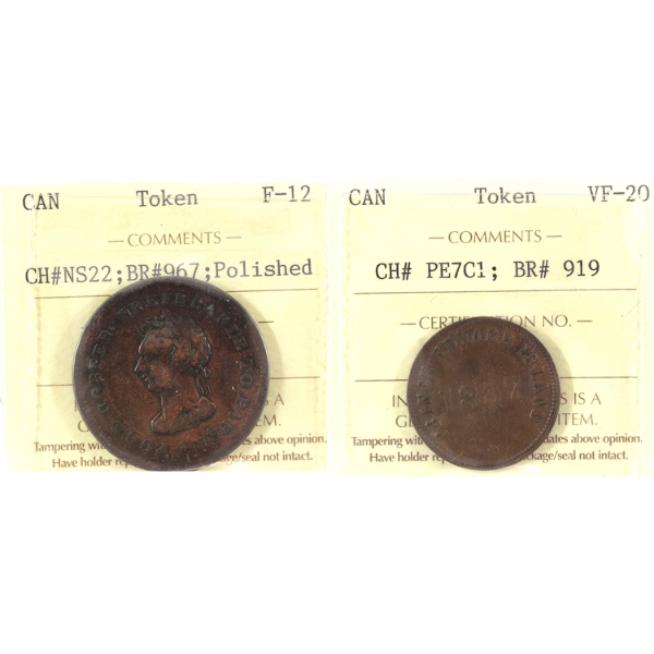 1838 & 1857 Trade Tokens. 2pcs.
