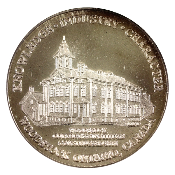 Woodstock Collegiate Institute 1995 Reunion Medal 1.120oz .999 Fine Silver 38mm (Tax Exempt)