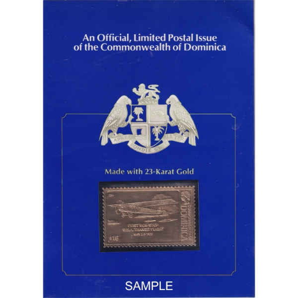 Commonwealth of Dominica 23kt Gold Great Firsts in Aviation 30-Stamp Set