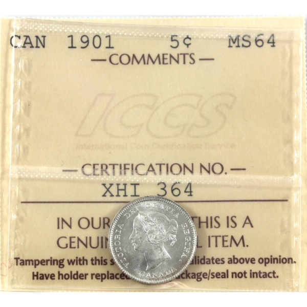 5-cent 1901 ICCS MS64
