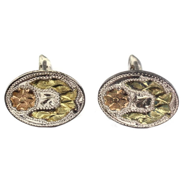 Pair of Sterling Silver Plated Cufflinks w/ Intricately Designed Accents
