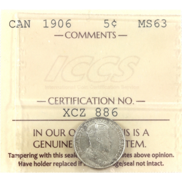 5-cent 1906 ICCS MS63