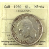 Image 1 : Silver $1 1950 SWL ICCS MS64 (Toned)