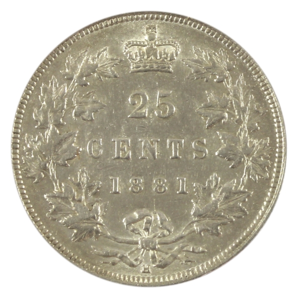 25-cent 1881H EF-AU