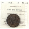Image 1 : 1-cent 1901 ICCS MS63 RD & BN