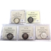 Image 2 : 25-cent 1953 Large Date, 1954, 1956, 1957 & 1958 ICCS MS64. 5pcs