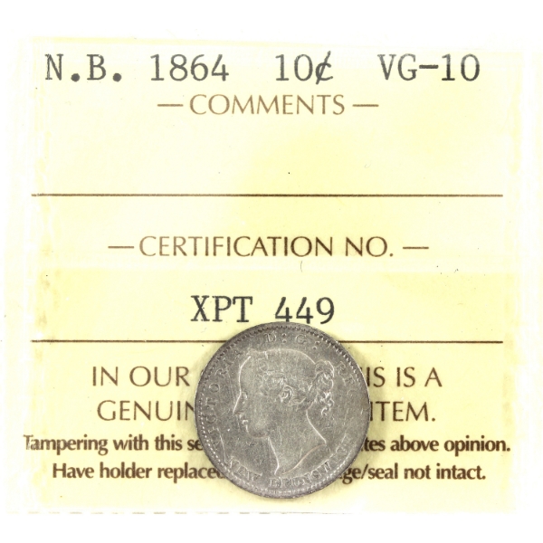 New Brunswick 10-cent 1864 ICCS VG10