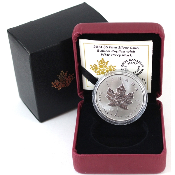 2014 $5 Bullion Replica with WMF Privy (Tax Exempt)