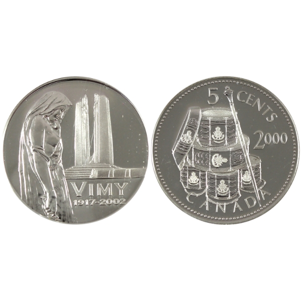Group Lot of 2000 & 2002 5-cent Sterling Silver Coins. 2pcs.