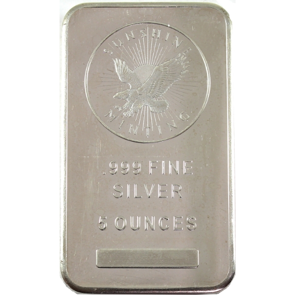 5oz Sunshine Mint .999 Fine Silver Bar (Tax Exempt)