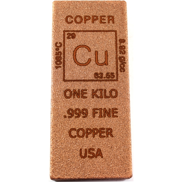 1 Kilo USA .999 Fine Copper Bar