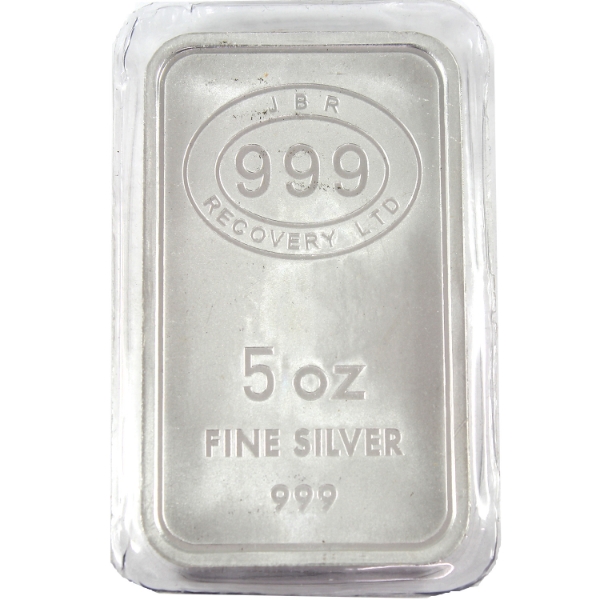 5oz JBR Recovery Ltd. .999 Fine Silver Bar (Tax Exempt)
