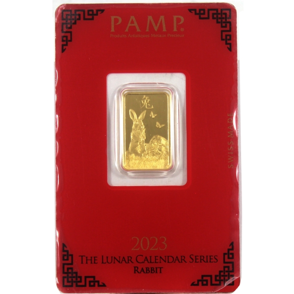 5g PAMP Suisse 2023 Lunar Calendar Series - Rabbit .9999 Fine Gold Bar (Tax Exempt)