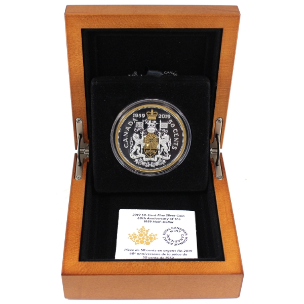 2019 50-cent 60th Anniversary of the 1959 Half-Dollar Fine Silver Coin w/ Selective Gold Plating