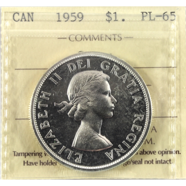 Silver $1 1959 ICCS PL65 Cameo