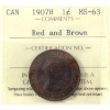 Image 1 : 1-cent 1907H ICCS MS63 Red & Brown
