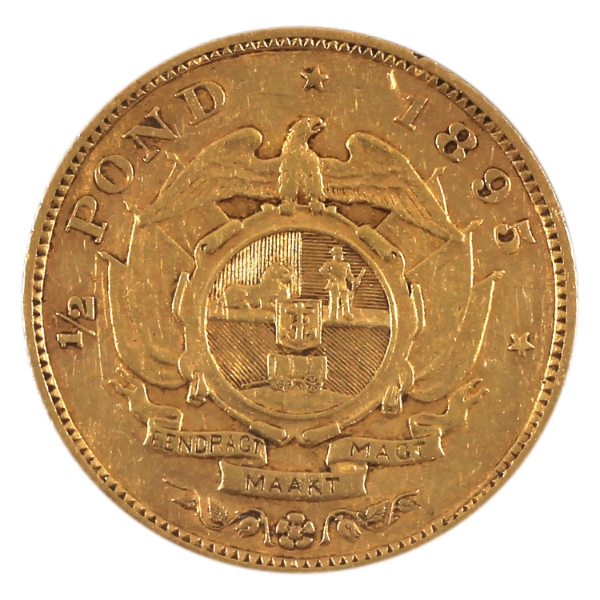 South Africa Gold 1895 1/2 Pond Extra Fine