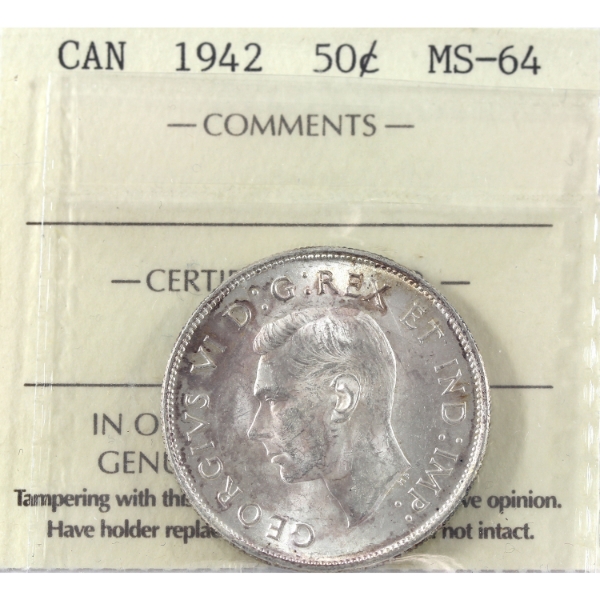 50-cent 1942 ICCS MS64