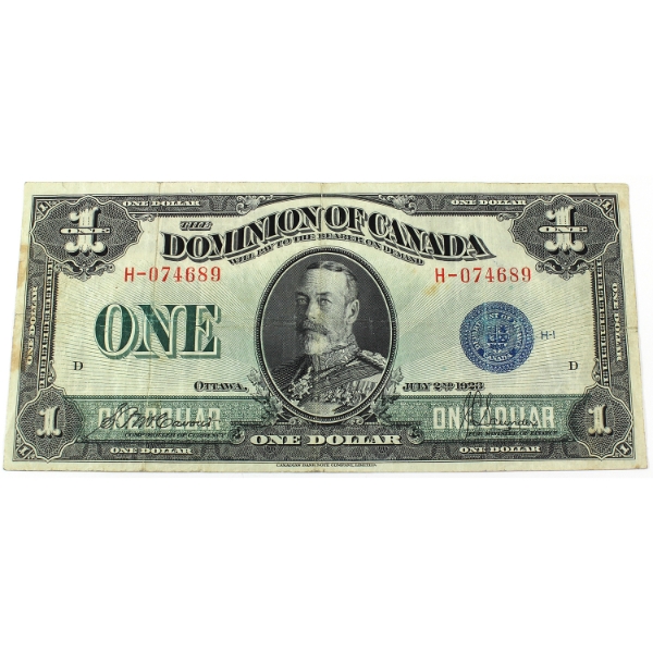 DC-25c 1923 $1 Blue Seal 1 F-VF McCavour-Saunders SN:H-074689 Check Letter D